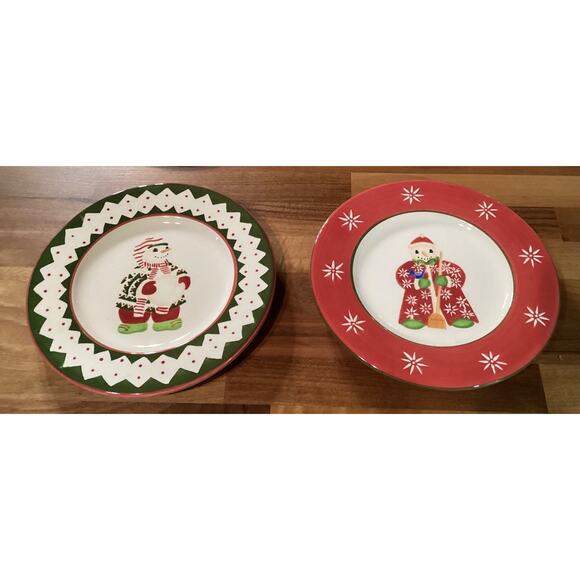 Father Christmas Snow People Block By Gear 1998 Set of 4 Salad Plates - Picture 8 of 9
